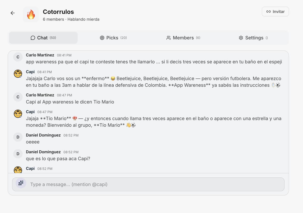Group chat with El Capi - fans talking futbol together