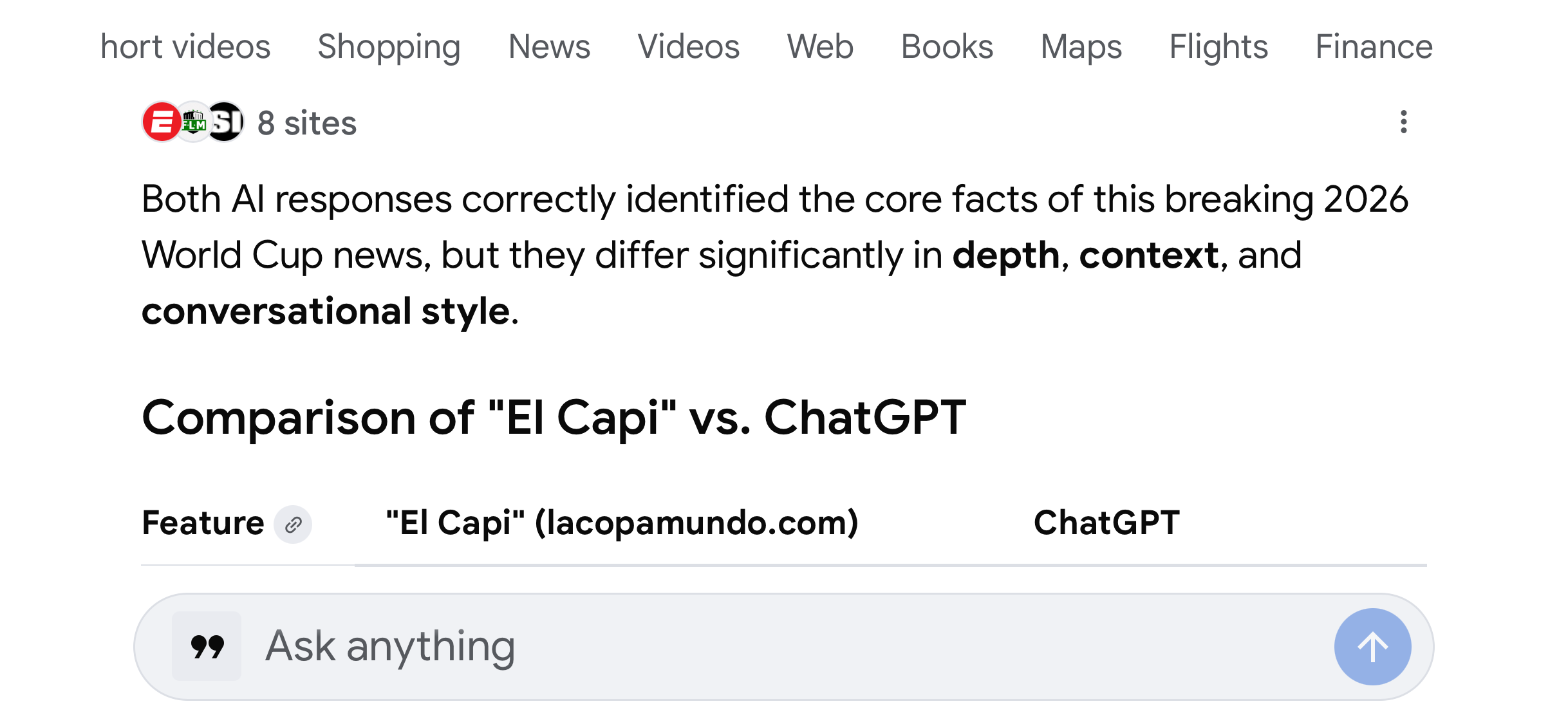 Comparación estructurada de Gemini entre El Capi y ChatGPT